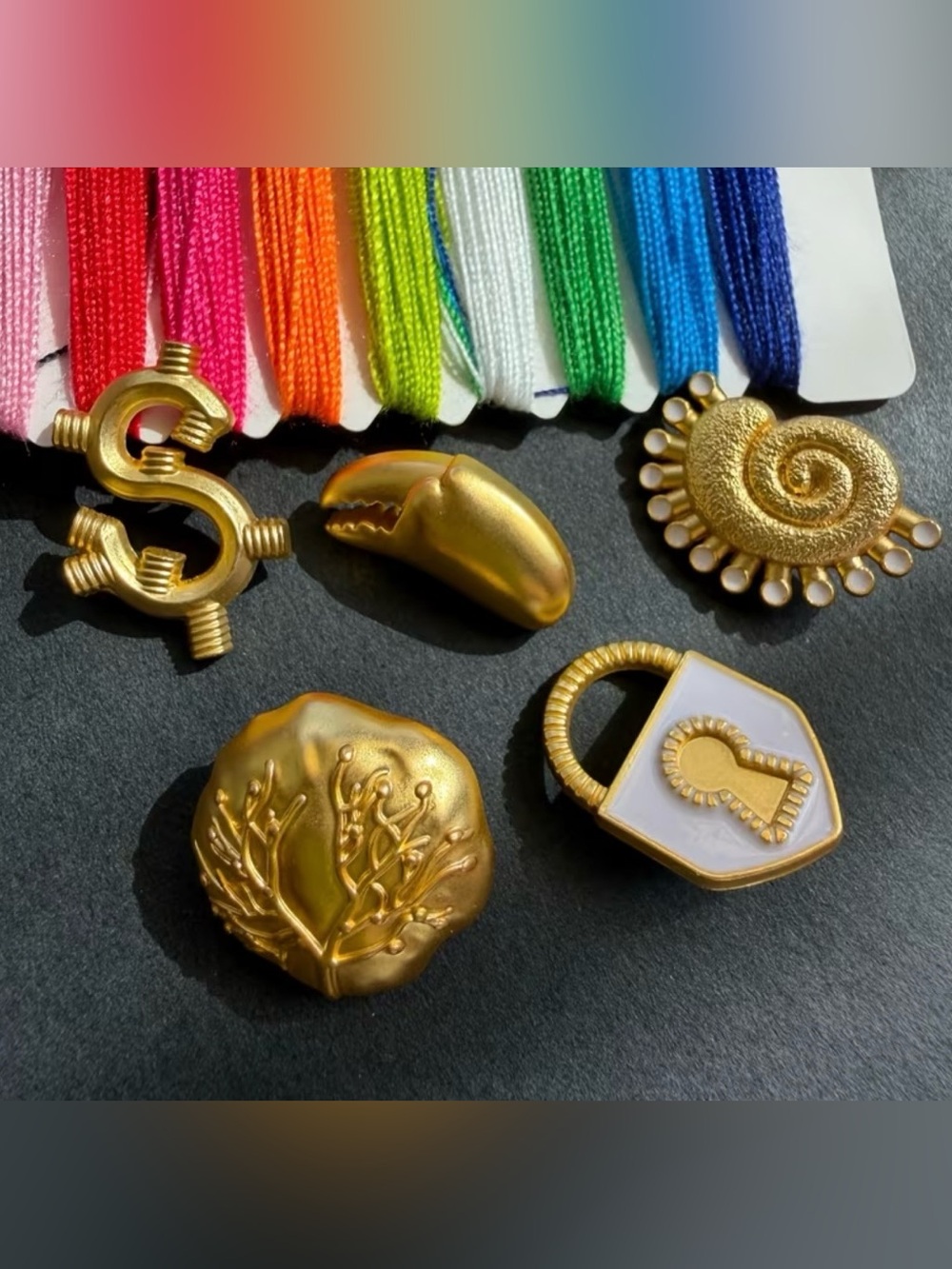 Schiaparelli Inspired Gold Metal Decorative Buttons